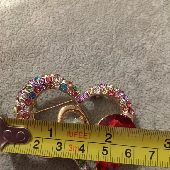 Large Rhinestone Heart Cluster Brooch - NEW  Drawer 6 - Picture 8 of 8